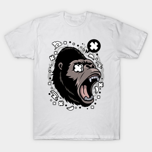 gorilla face illustration T-Shirt by Mako Design 